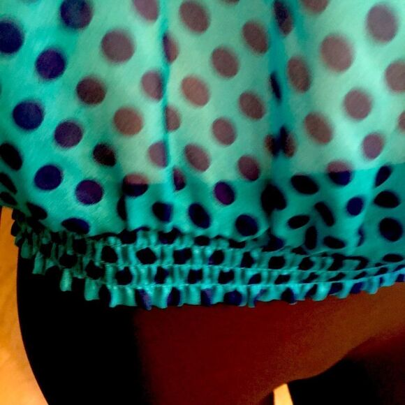 Limited Too Turquoise/Navy Sheer silky Top - Picture 3 of 5
